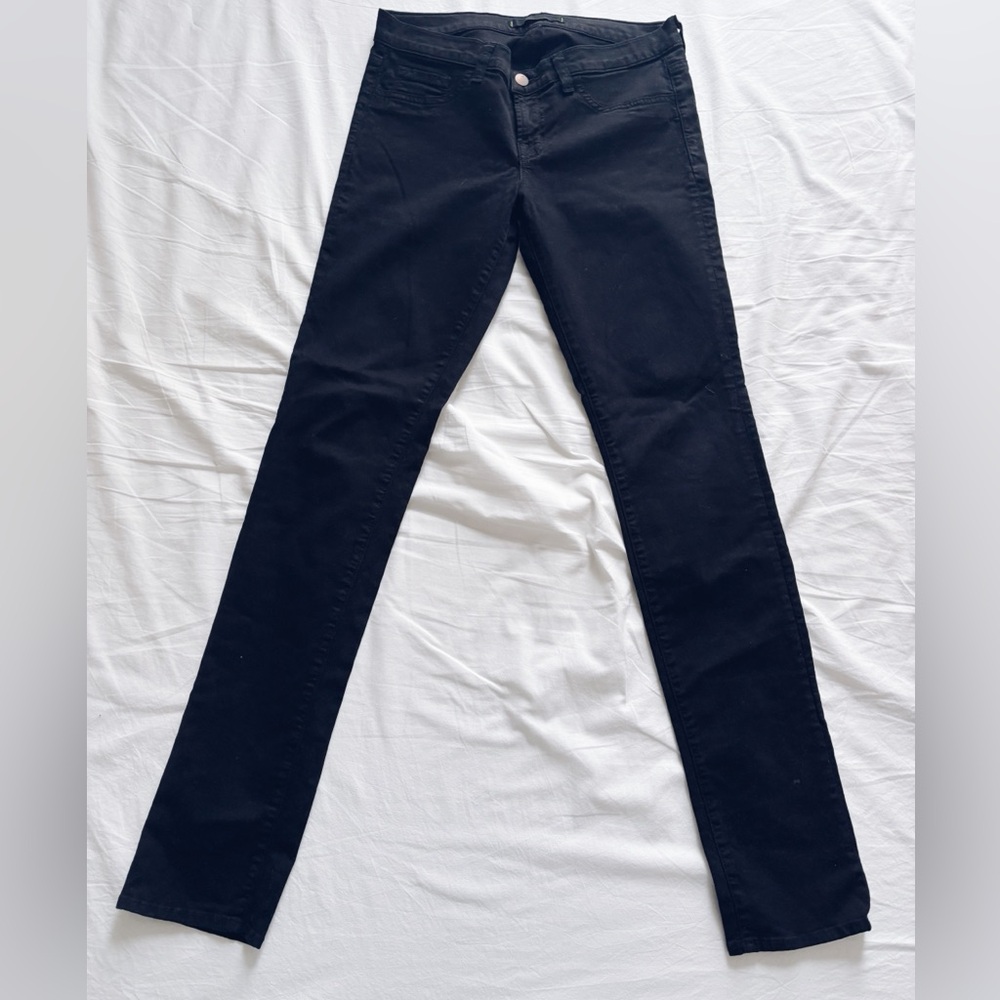 Pencil-skinny jeans from j brand in a rich black color